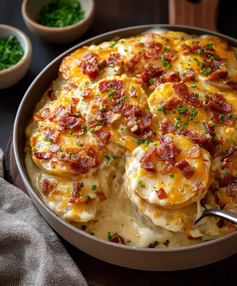 Loaded Scalloped Potatoes- Creamy Beefy Comfort Food