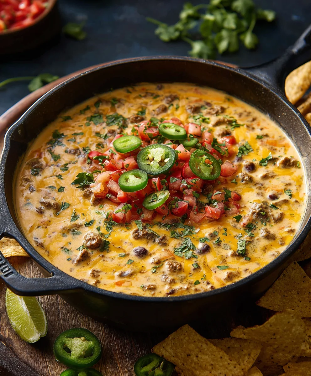 Easy Cowboy Queso Dip Recipe-Best Cheesy Beef Dip