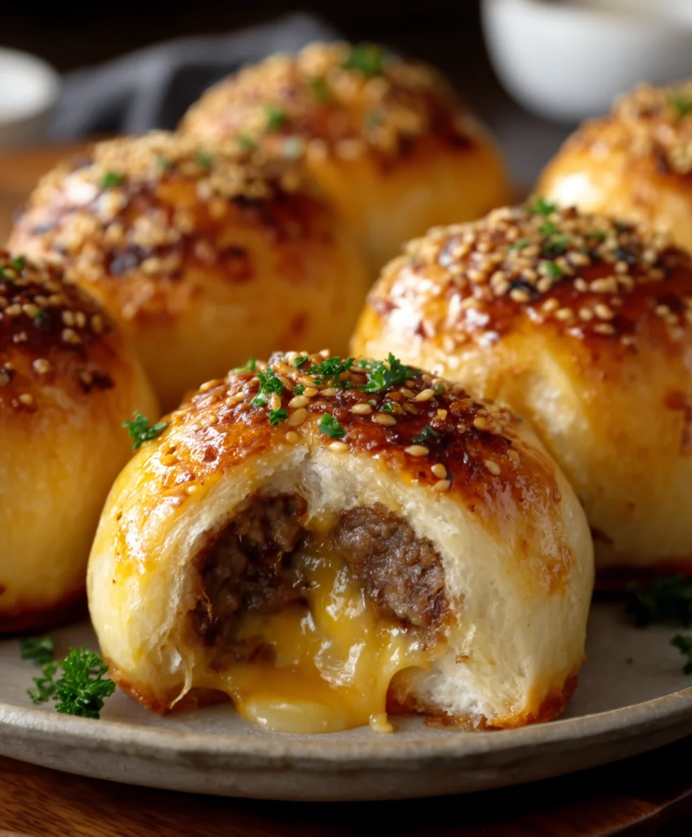 Garlic Parmesan Cheeseburger Bombs- Easy Appetizer