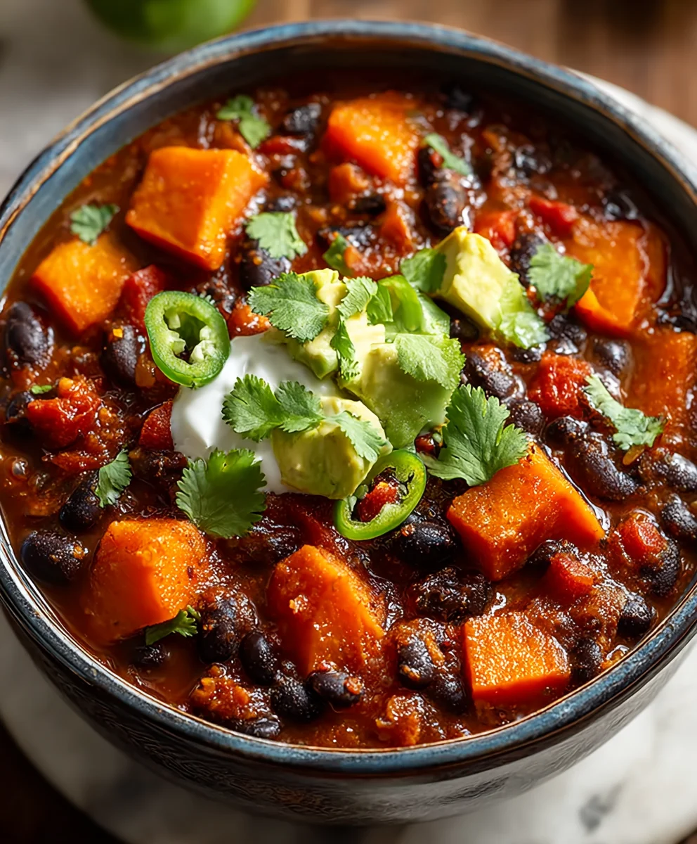 Hearty Sweet Potato Black Bean Chili Recipe