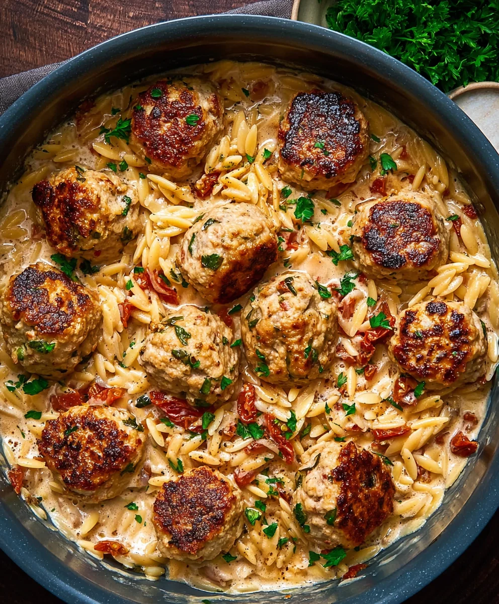 Marry Me Chicken Meatball Orzo - Creamy Comfort