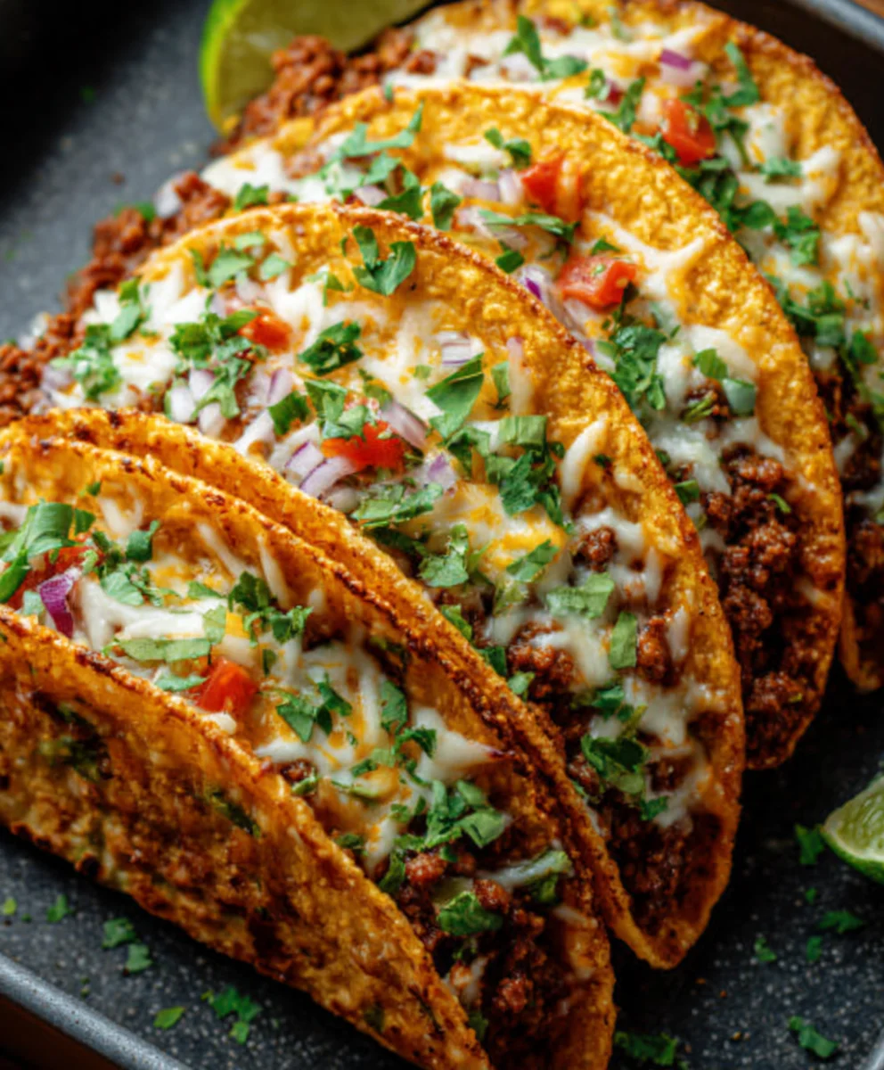 Cheesy Oven Baked Tacos Crispy & Loaded