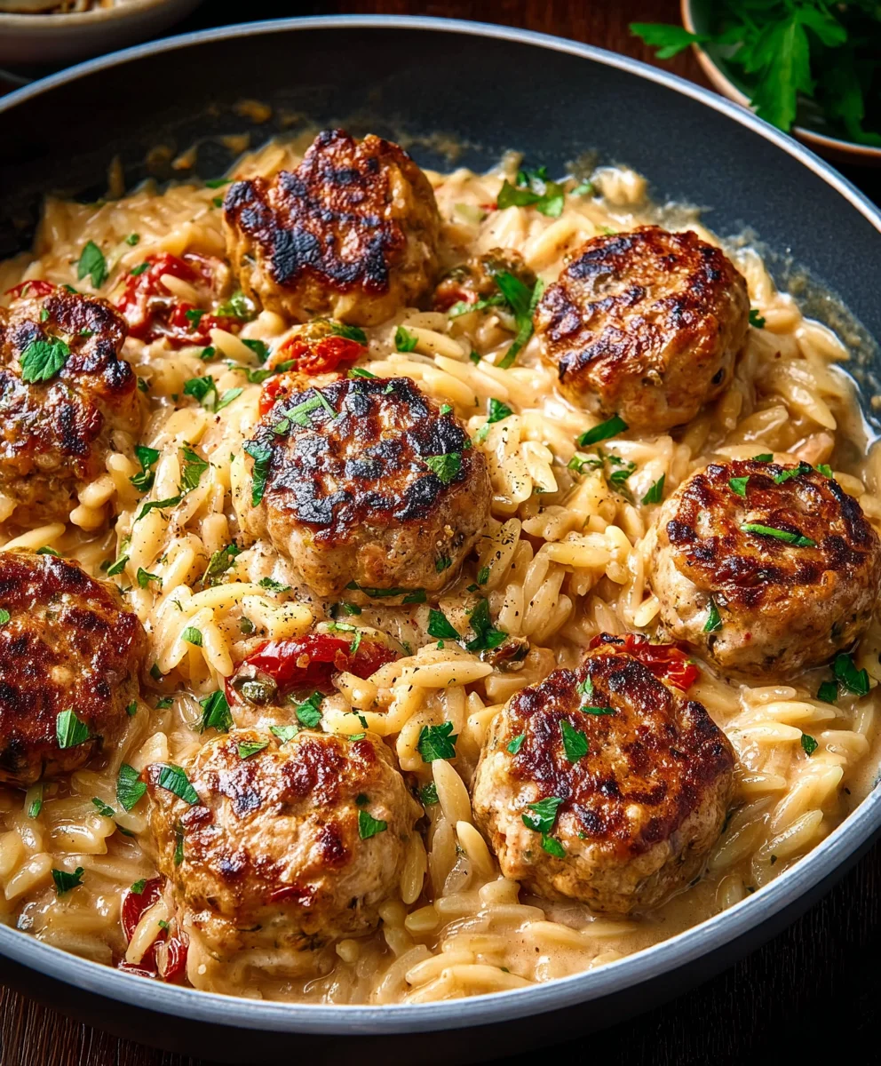 Marry Me Chicken Meatball Orzo - Creamy Comfort