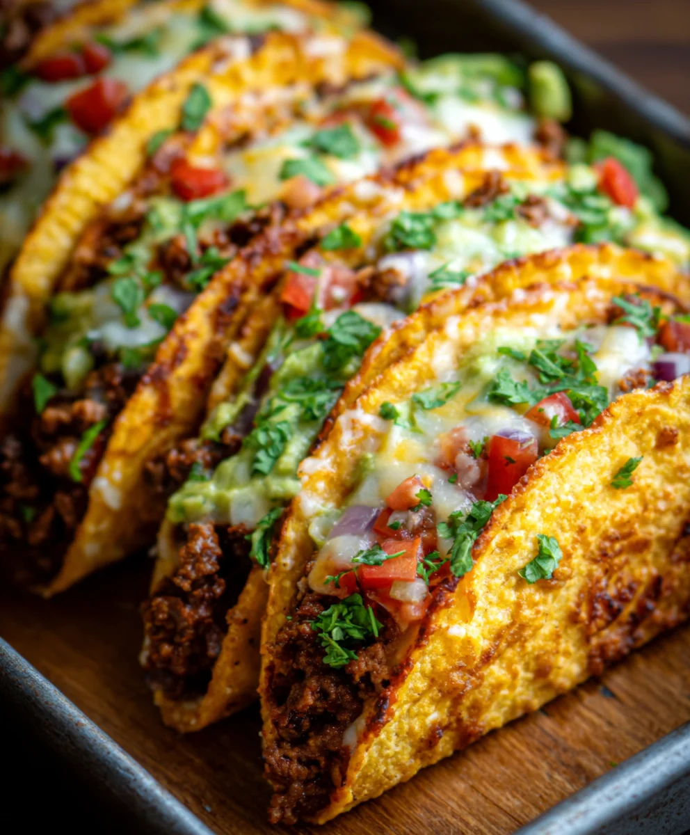 Cheesy Oven Baked Tacos Crispy & Loaded