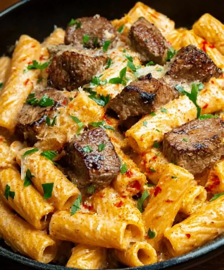 Cajun Steak Tips Rigatoni Parmesan Cheese Pasta