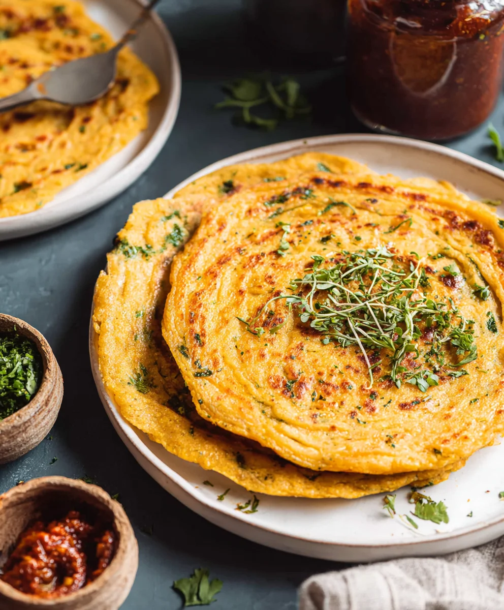 Masoor Dal Chilla - Delicious Savory Red Lentil Pancakes