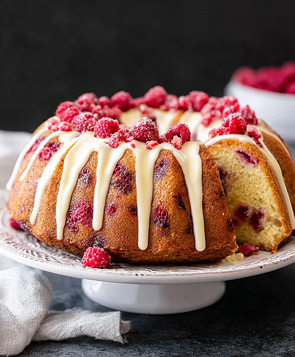 Raspberry White Chocolate Bundt Cake Recipe-Decadent & Easy