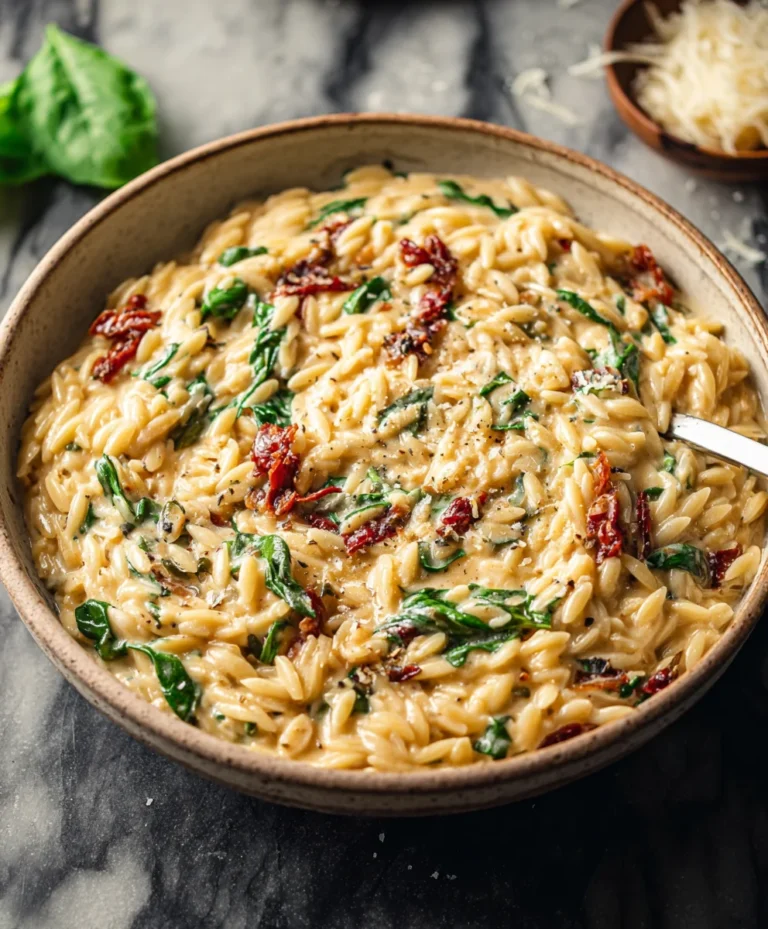 Creamy Tuscan Orzo- Easy One-Pan Meal