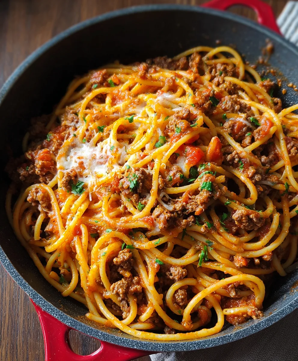 Easy One Pot Beef Taco Spaghetti Dinner