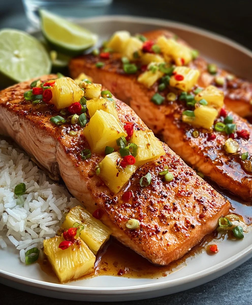Spicy Pineapple Chipotle Salmon-Easy Flavorful Dinner