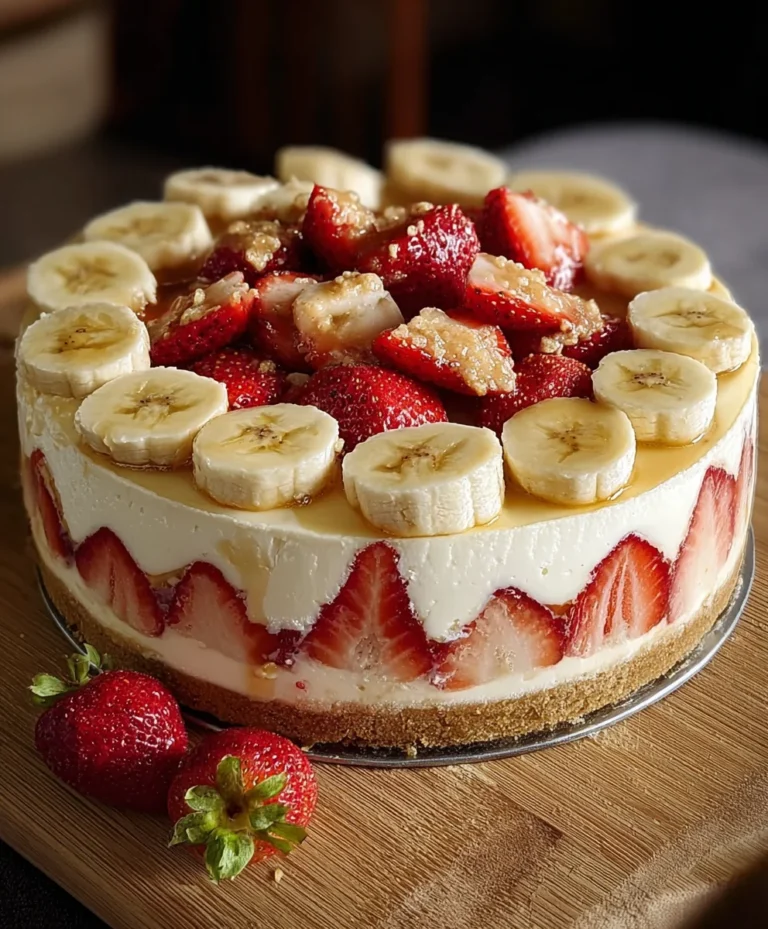 Strawberry Banana Pudding Cheesecake-Decadent Dessert