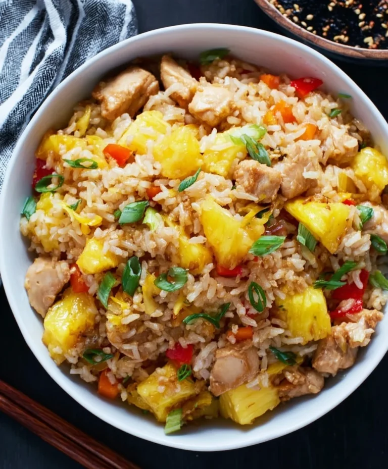 Sweet Pineapple Chicken Rice Skillet- Easy Dinner