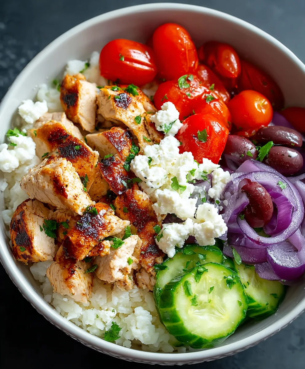 Greek Chicken Cottage Cheese Bowl-Healthy Meal