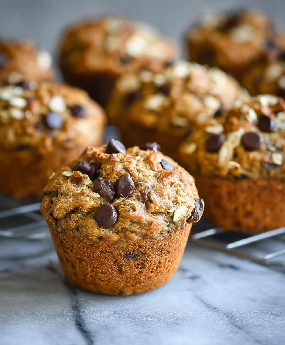 Healthy Banana Oatmeal Muffins-Chocolate Chip Delight