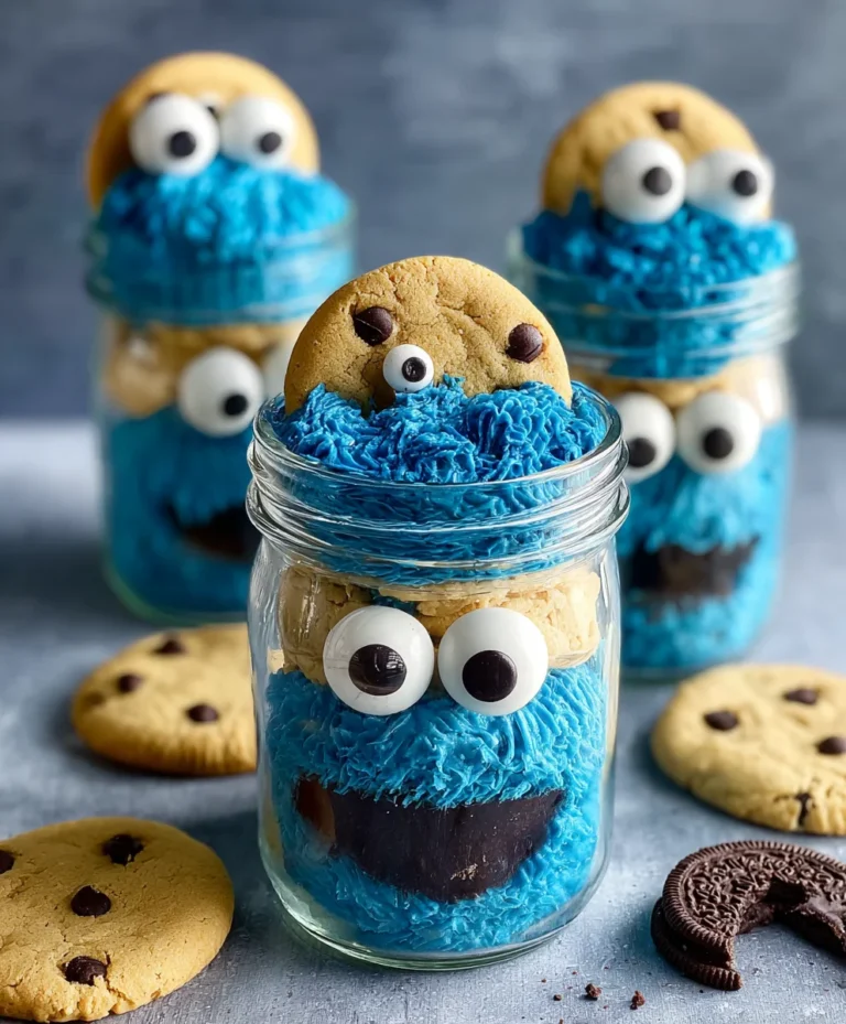 Cookie Monster Cake Jars-Fun Party Treat