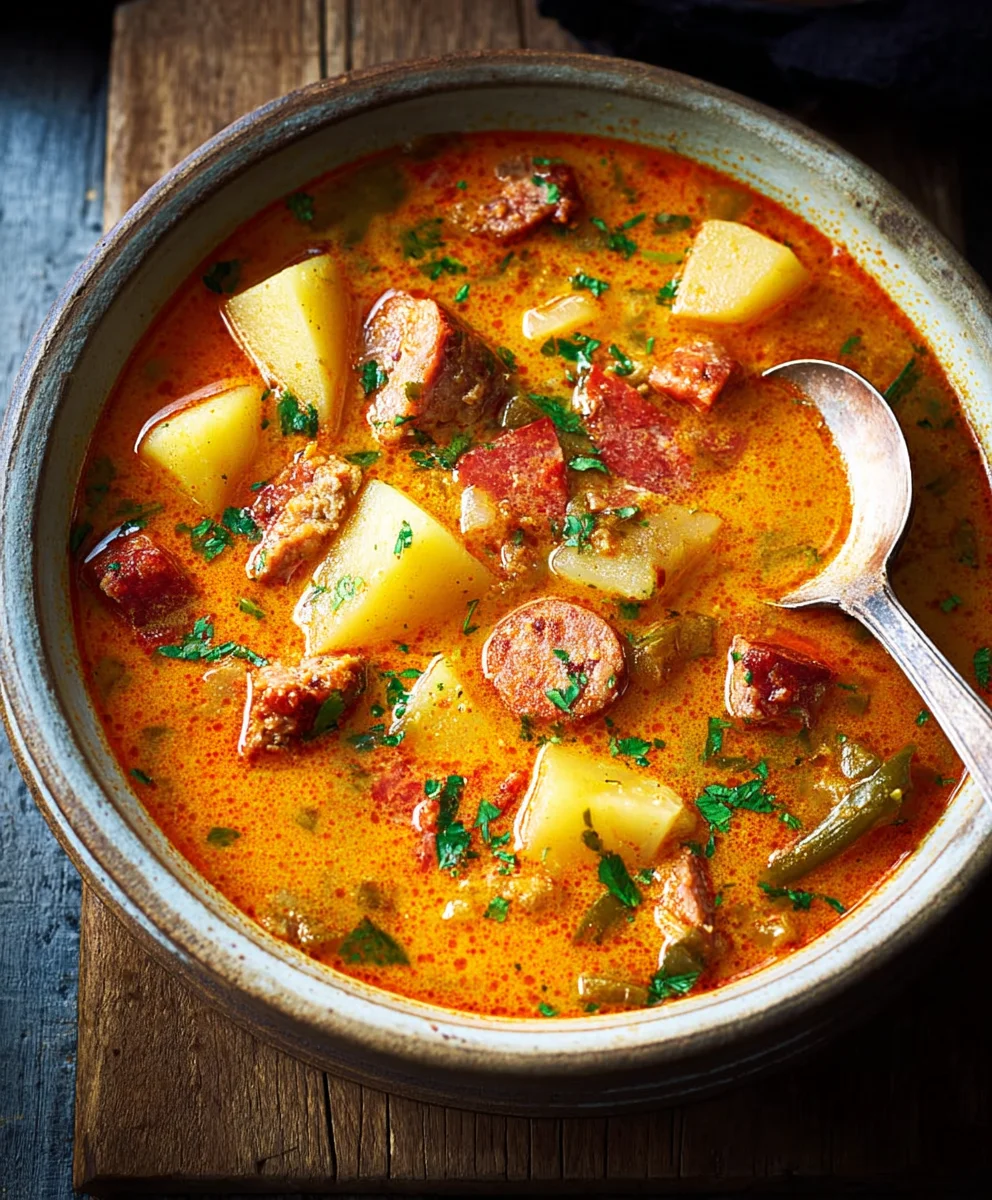 Spanish Potato Beef Beef Chorizo Soup - Hearty & Flavorful