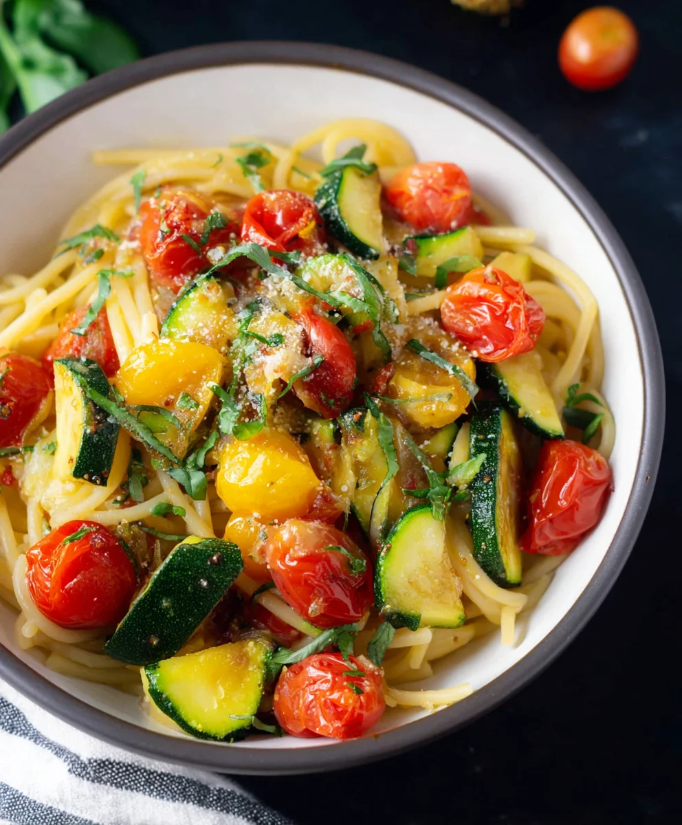 Healthy Tomato Zucchini Pasta-Quick & Easy Recipe