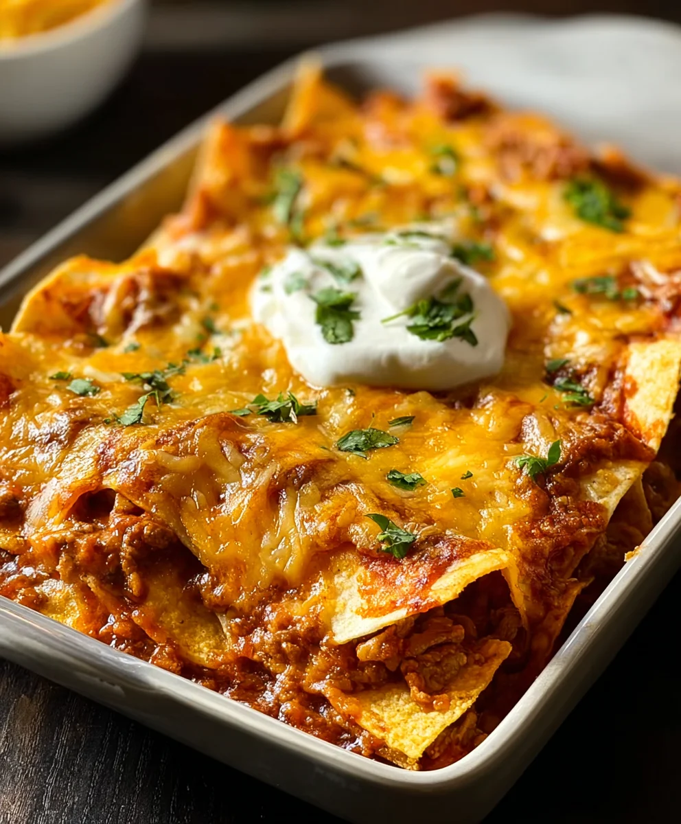 Easy Tortilla Chip Enchiladas - Quick Beef Dinner