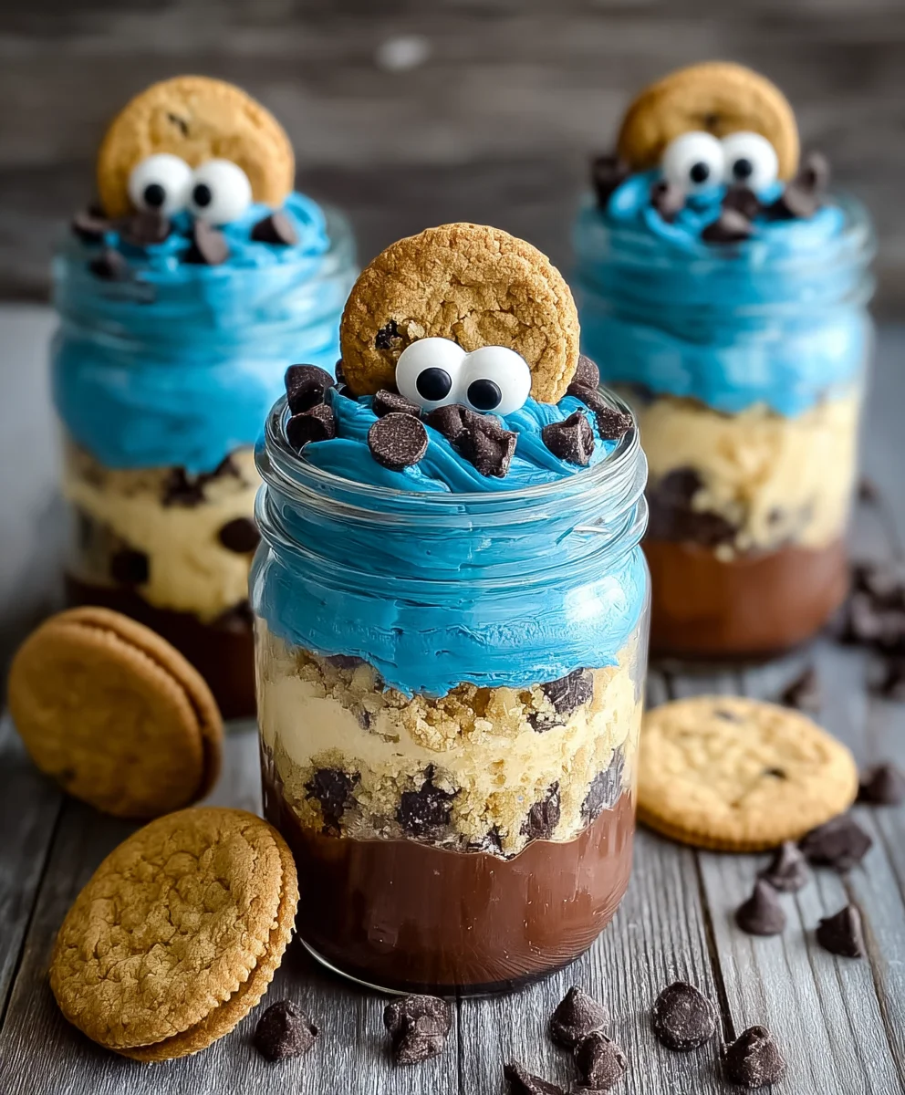 Cookie Monster Cake Jars-Fun Party Treat