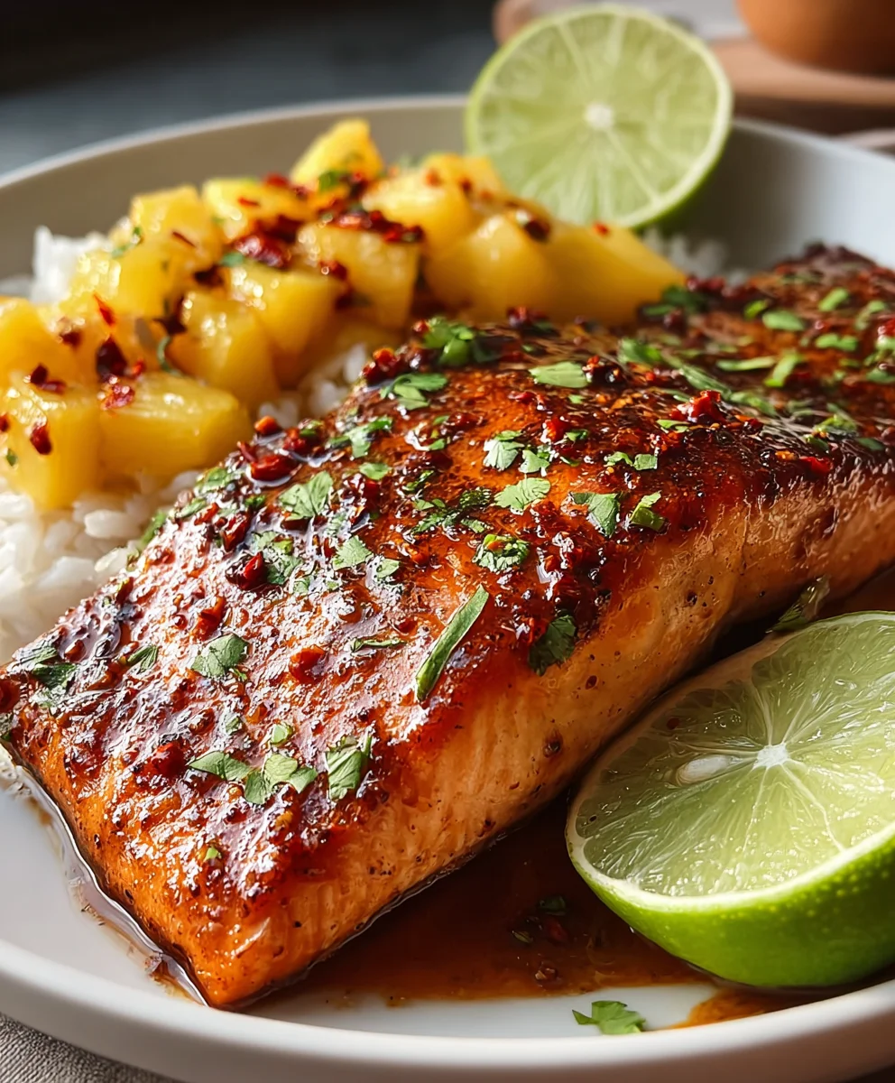 Spicy Pineapple Chipotle Salmon-Easy Flavorful Dinner