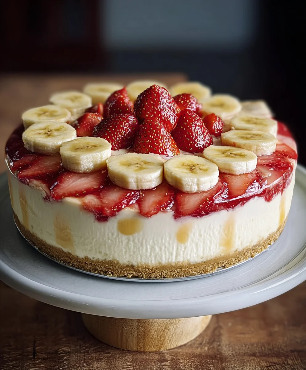 Strawberry Banana Pudding Cheesecake-Decadent Dessert