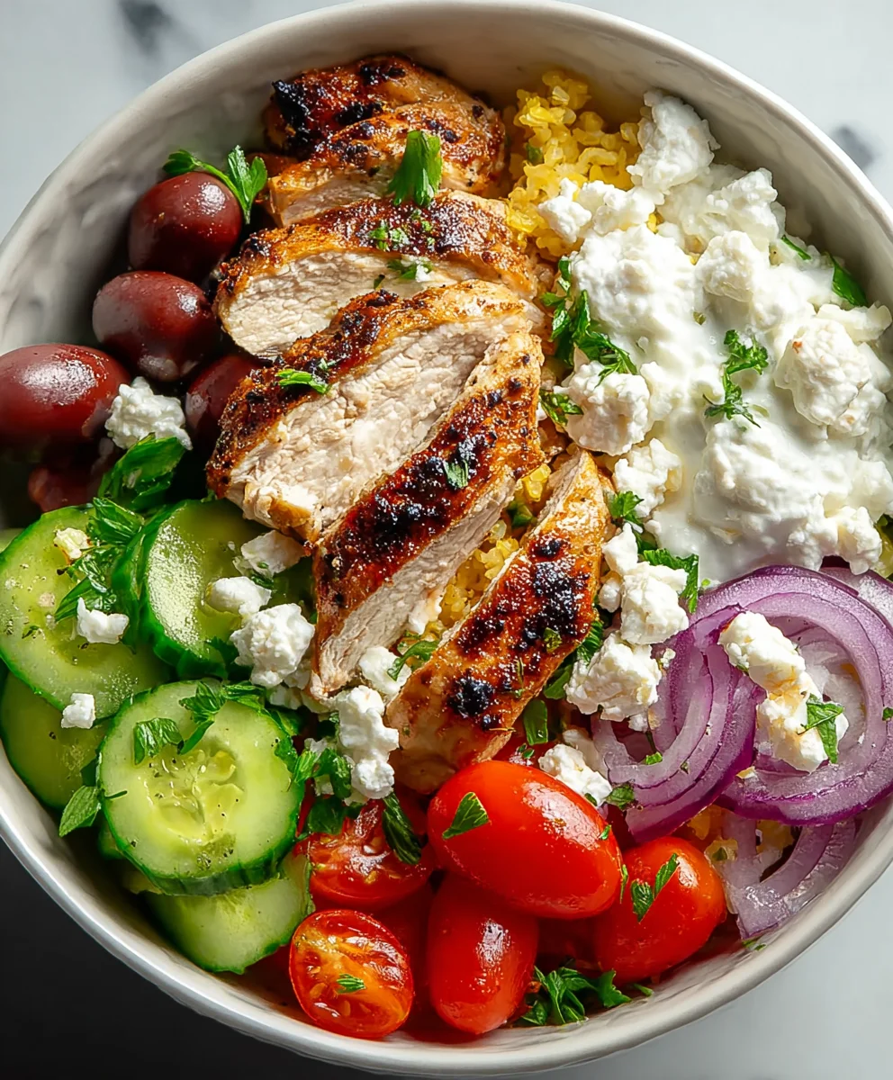 Greek Chicken Cottage Cheese Bowl-Healthy Meal