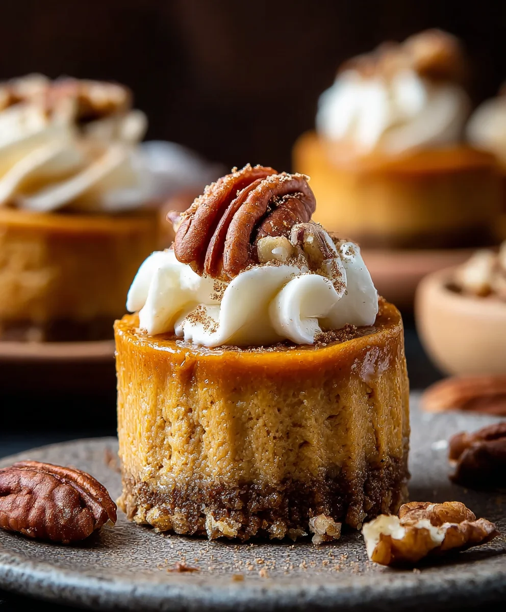 Pumpkin Pecan Mini Cheesecakes-Easy Fall Dessert