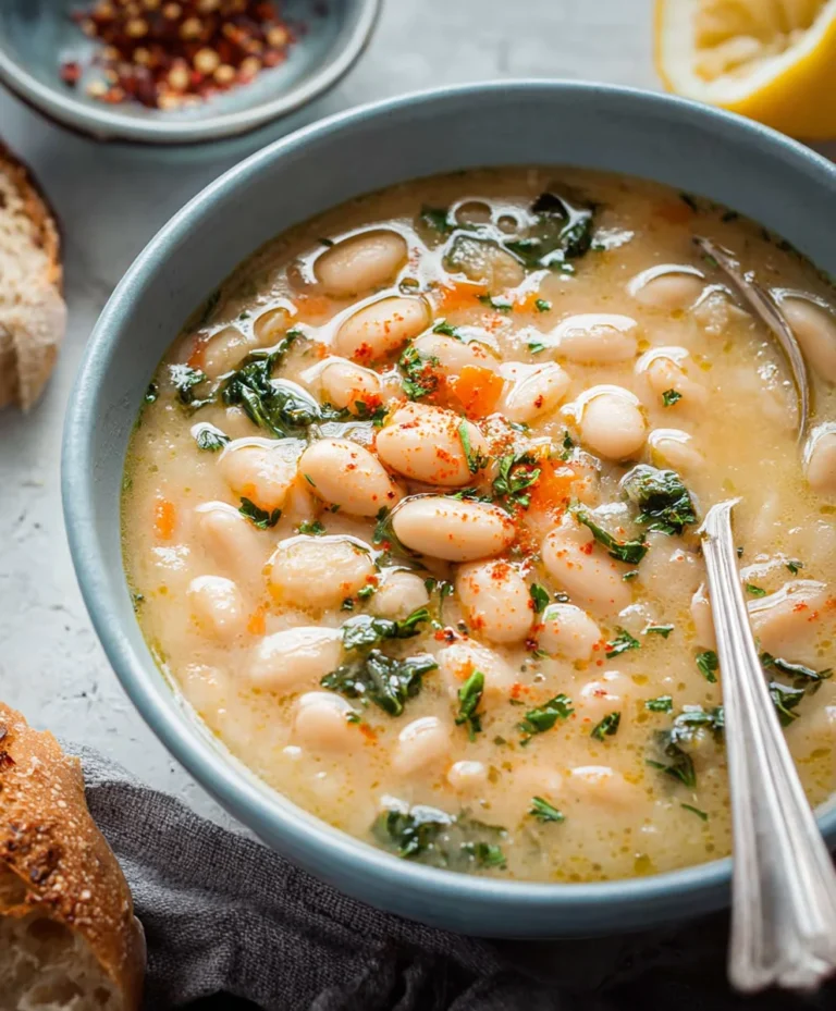 Greek White Bean Soup – Lemon Garlic Flavor