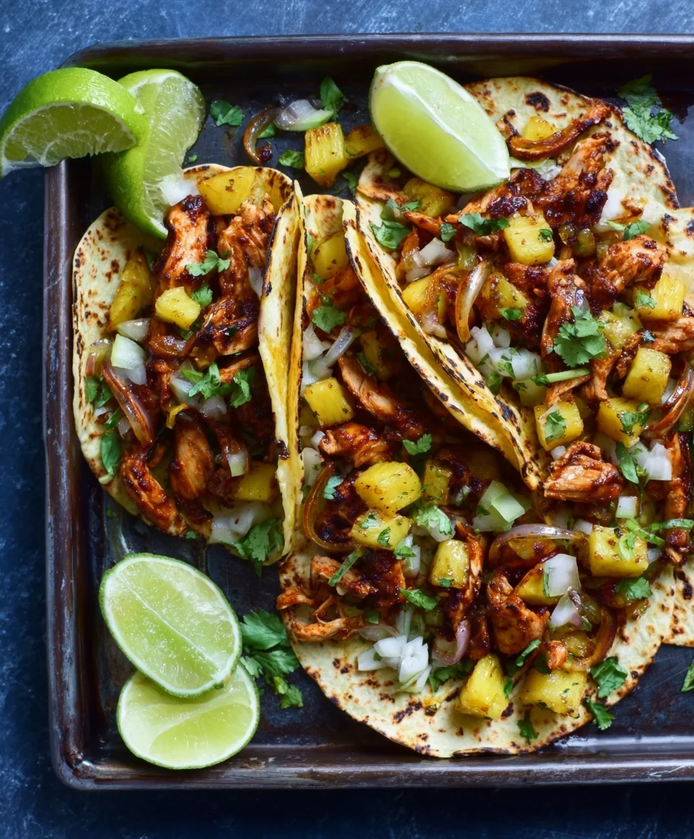 Easy Chicken Pineapple Tacos-Quick One Pan Meal
