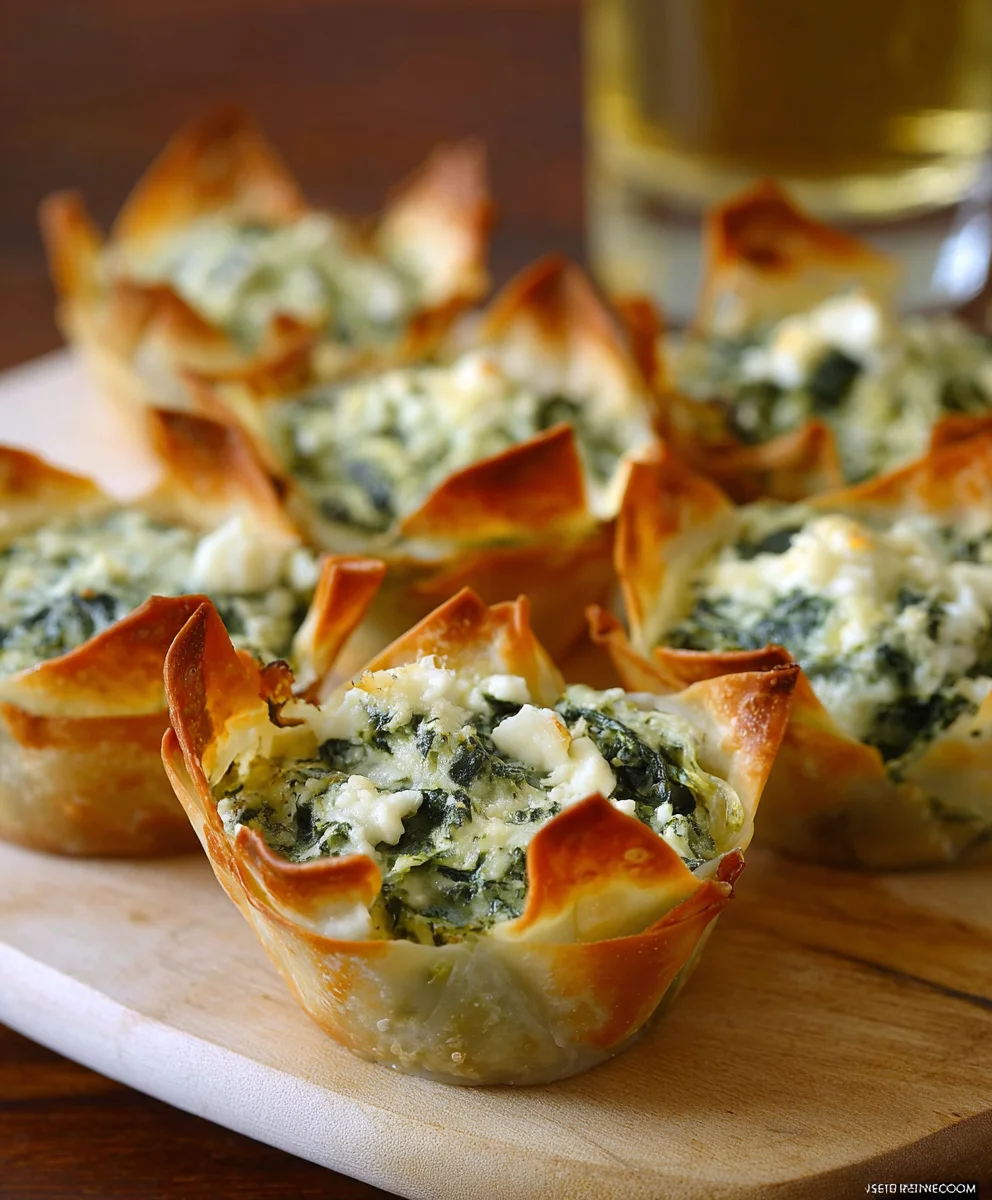 Spinach Artichoke Wonton Cups- Easy Appetizer Recipe