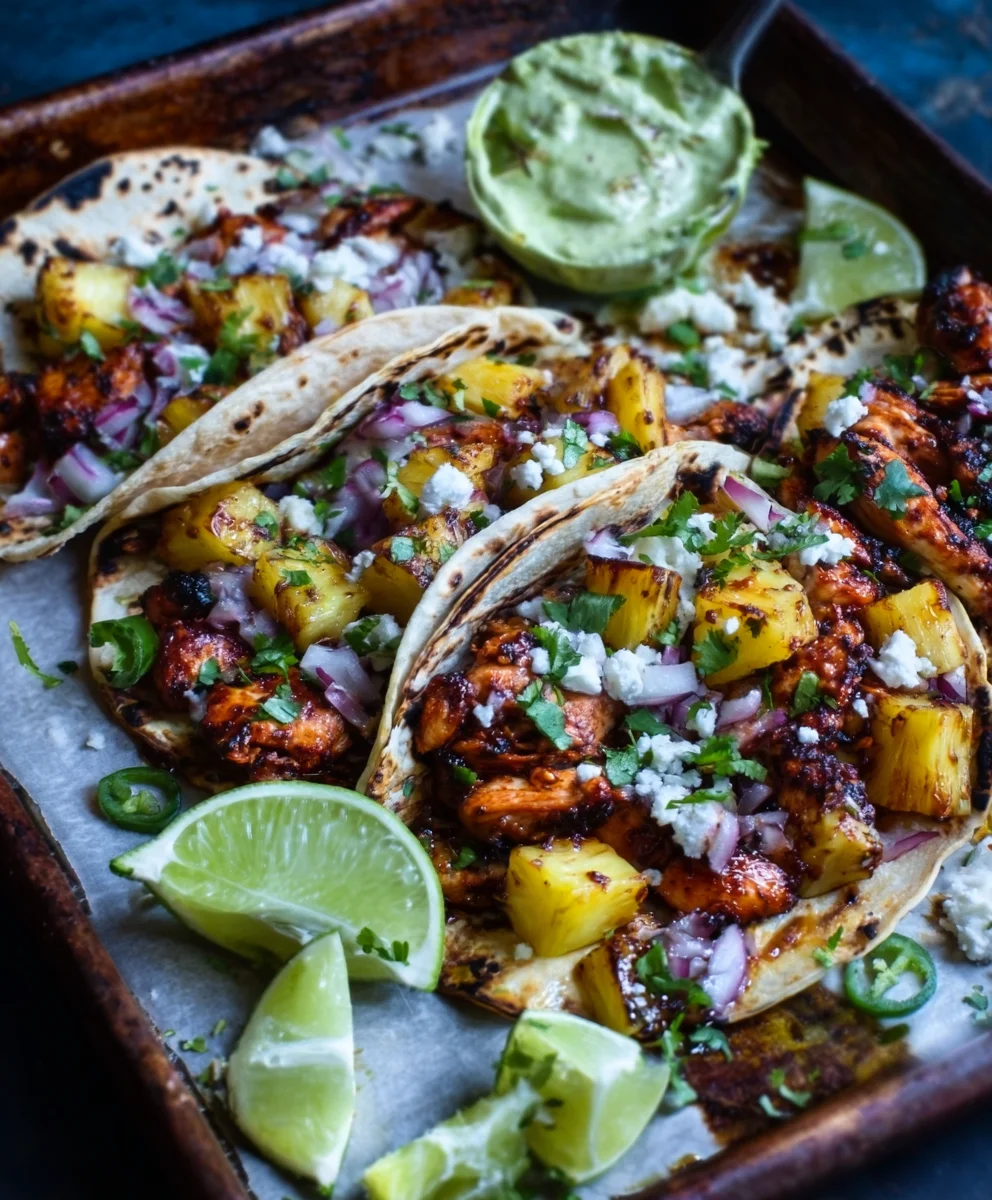Easy Chicken Pineapple Tacos-Quick One Pan Meal