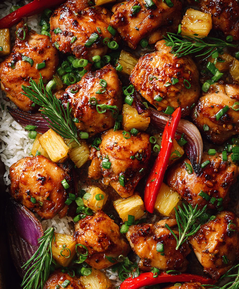Easy Hawaiian Chicken Sheet Pan Dinner