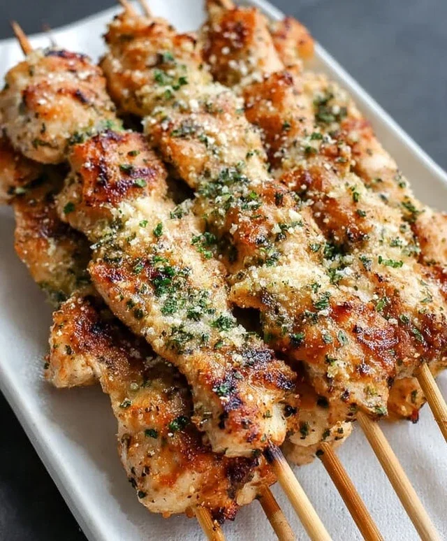 Ranch Garlic Parmesan Chicken Skewers