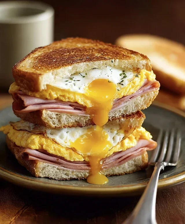 Egg and Beef Beef Ham Breakfast Sandwich