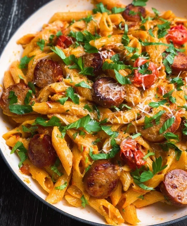 One Pot Creamy Cajun Sausage Pasta (30-Minutes)