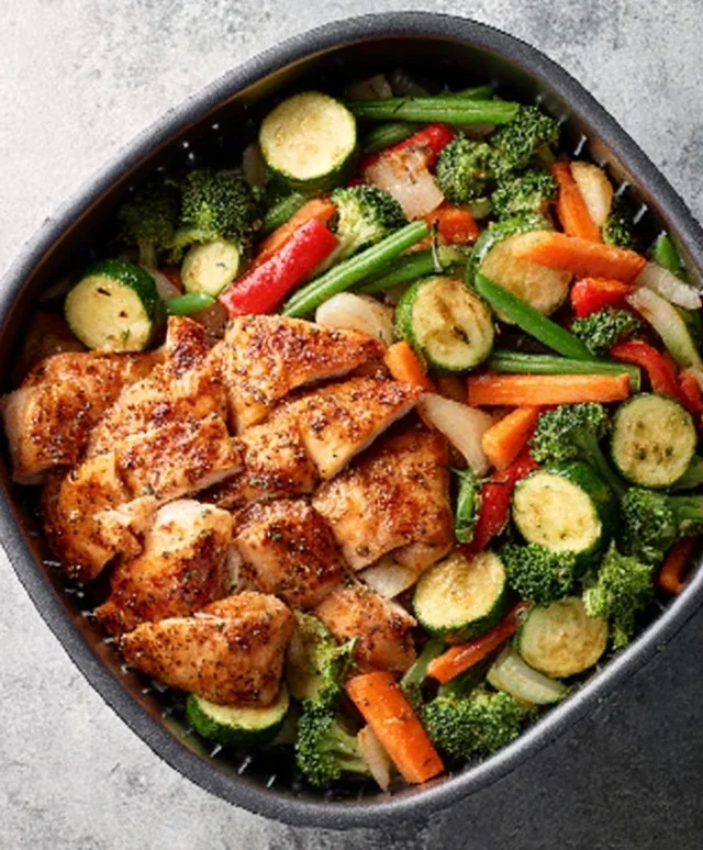Air Fryer Chicken and Vegetables (in 15 minutes!)