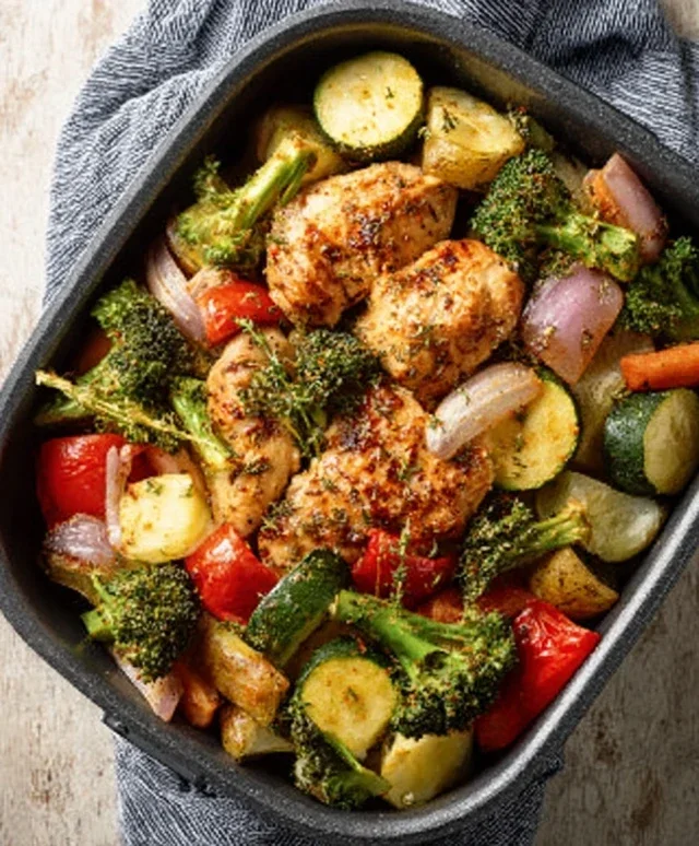 Air Fryer Chicken and Vegetables (in 15 minutes!)