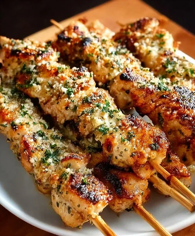 Ranch Garlic Parmesan Chicken Skewers