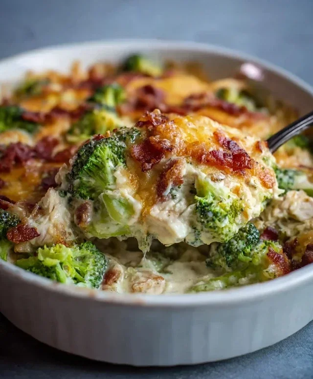 Creamy Low Carb Chicken Casserole with Broccoli and Beef Beef Bacon