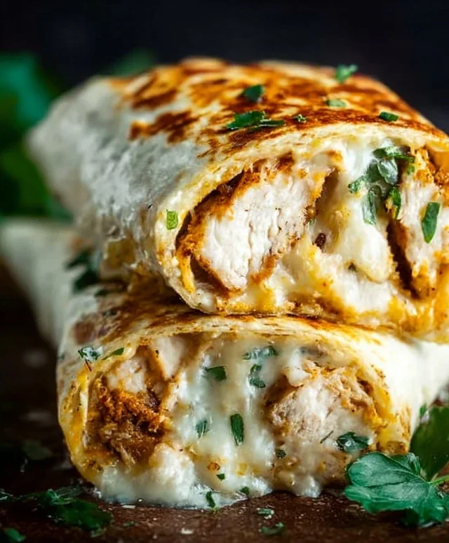 Cheesy Garlic Chicken Wraps