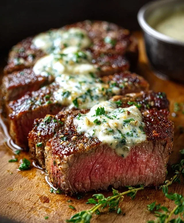 Garlic Butter Steak With Parmesan Cream Sauce