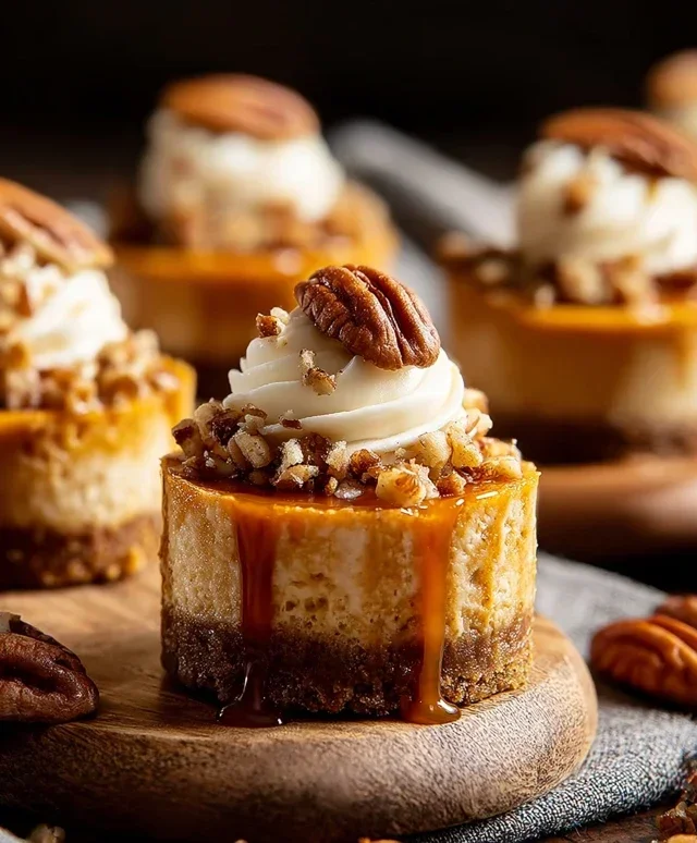 Pumpkin Pecan Mini Cheesecakes