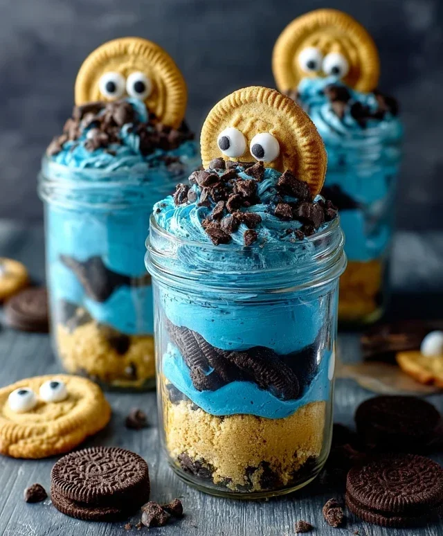 Cookie Monster Cake Jars