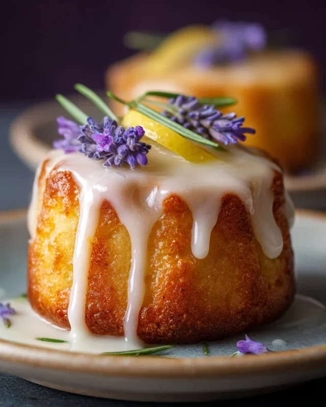 Mini Lemon Cakes With Lavender Glaze