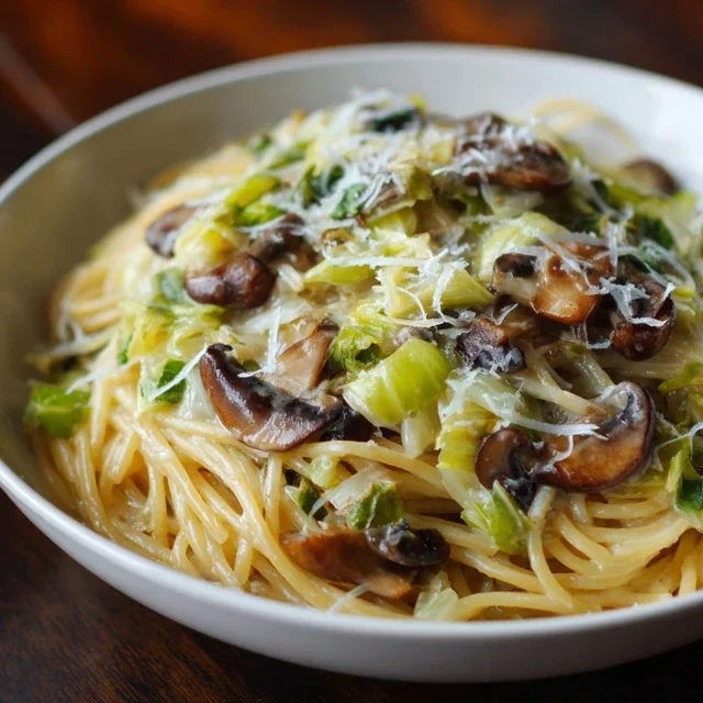 Caramelized Leek and Mushroom Gruyere Pasta