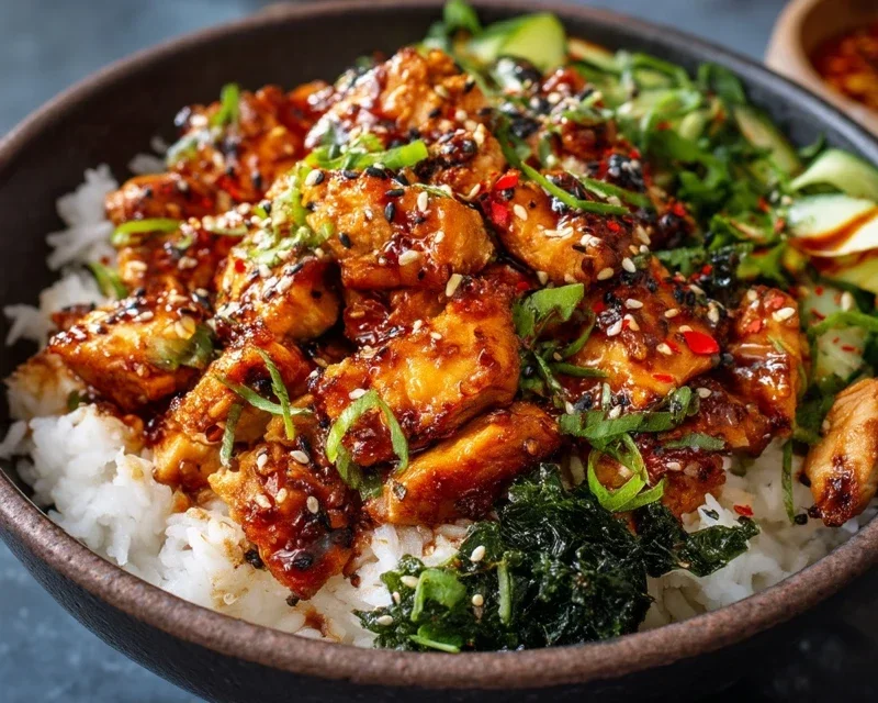 Spicy Honey Gin Extract Extractger Chicken Bowls With Yum Yum Sauce
