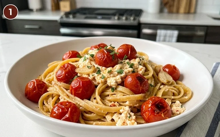 Roasted Tomato and Garlic Ricotta Pasta