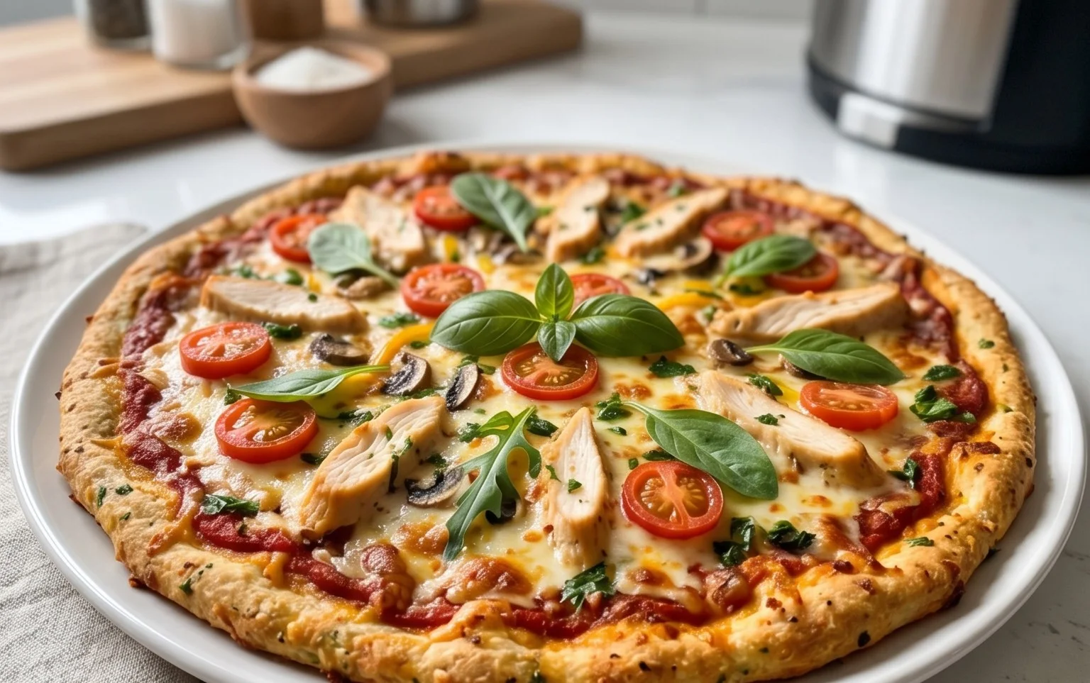 Chicken Crust Pizza (Low Carb + High Protein