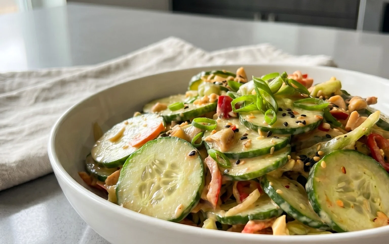 Creamy Asian Cucumber Salad Bowl