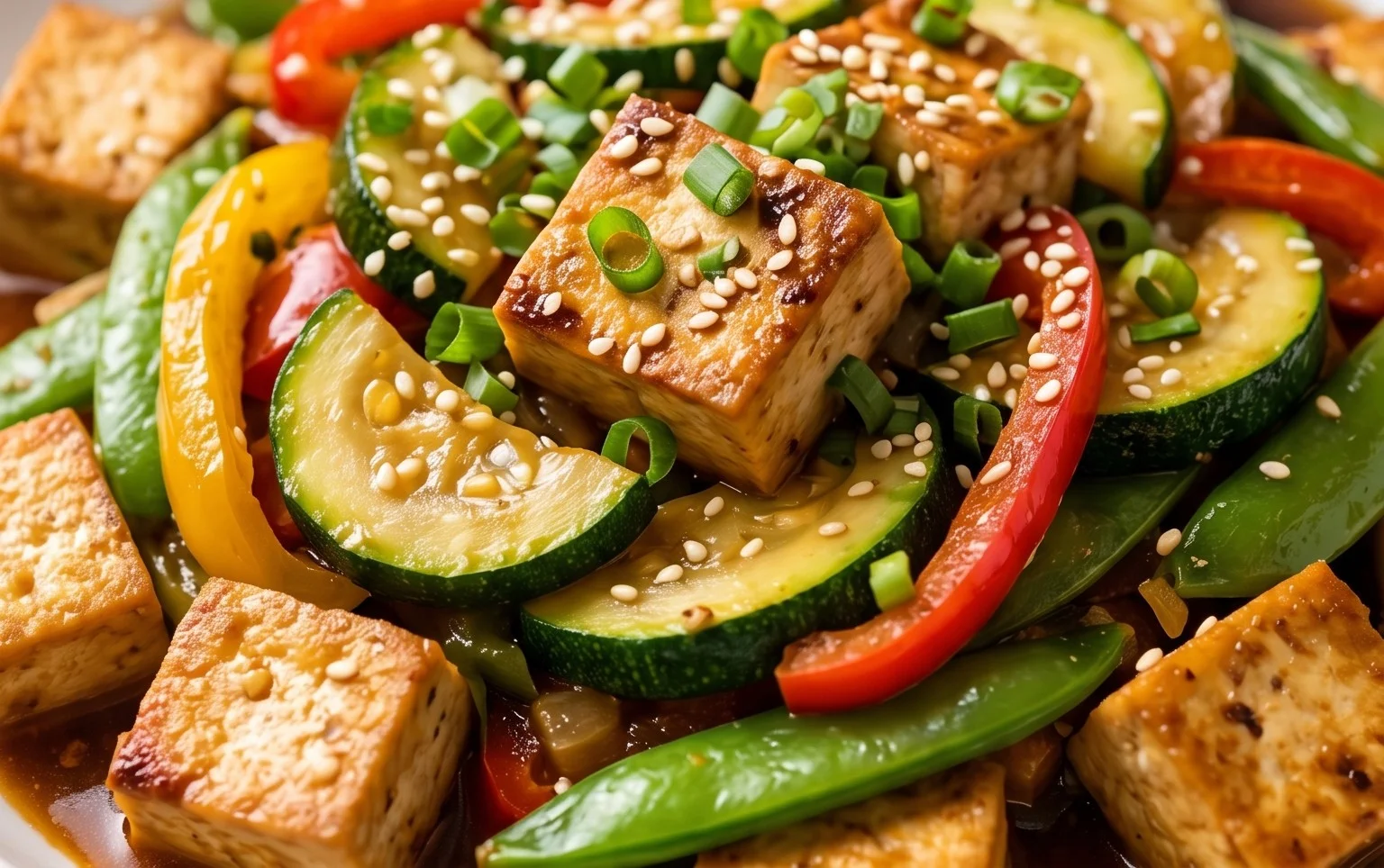 Zucchini Stir Fry With Tofu (Vegan)